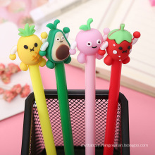 Wholesale creative cute pen fruit expression black gel ink pen for students learning stationery